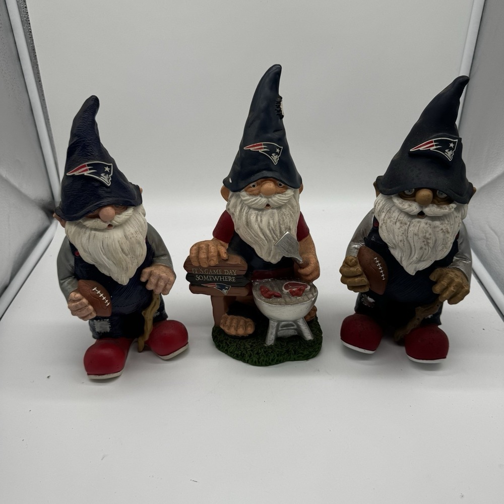 New England Patriots Garden Gnomes Set of 3 Tailgating Grilling NFL Figurine